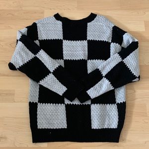 Wild Fable Checkerboard Sweater - Black and White, Size XS
